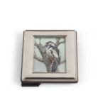 Colin W Burns (born 1944), signed miniature watercolour 'Greater Spotted Woodpecker' image size
