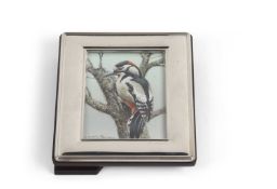 Colin W Burns (born 1944), signed miniature watercolour 'Greater Spotted Woodpecker' image size