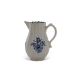 Lowestoft milk jug of rare ribbed form decorated with floral prints, 9cm high