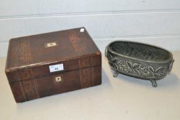 Small mother of pearl inlaid box together with a Holkham pottery planter