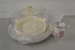 Alessi cheese cover together with a small Wedgwood teapot