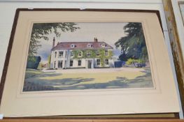 Russell, study of a country house, watercolour, framed but not glazed