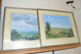 Dennis Burton, two studies rural scenes, framed and glazed