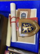 Mixed Lot: Reproduction Norwich Union wall plaque, various ephemera relating to Norwich Union, first