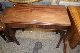 Georgian mahogany fold top table on square legs, 93cm wide