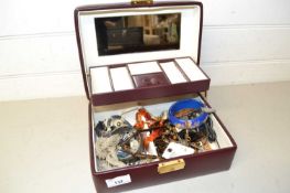 Cantilever jewellery box and various costume jewellery