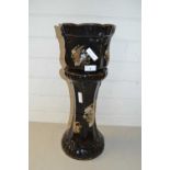 Black glazed jardiniere and stand