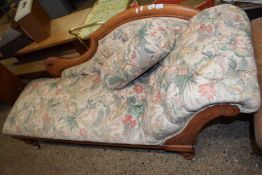 Late Victorian floral upholstered chaise longue, 180 cm long