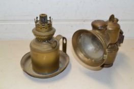 Oil lamp and a vintage brass carbide lantern