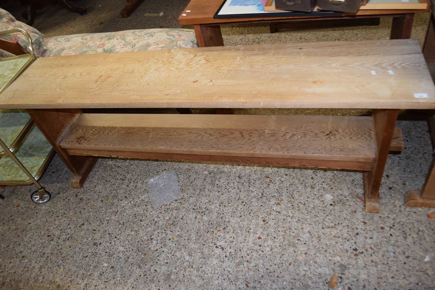 20th Century cedar wood two tier narrow side table, 176cm wide