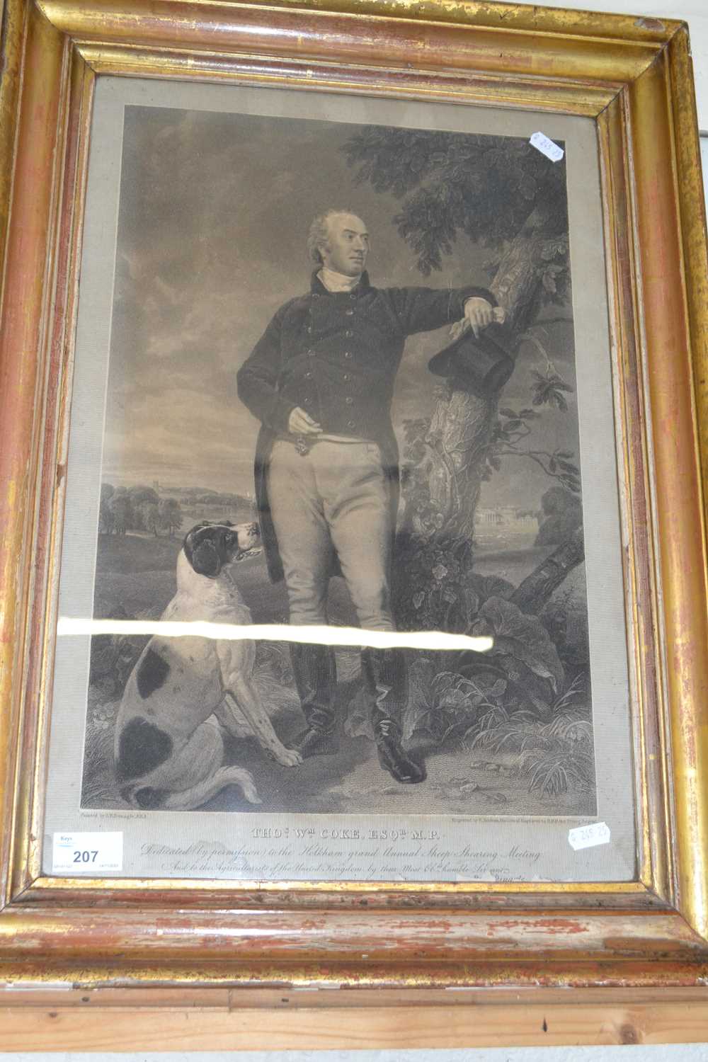Black and white engraving, Thomas William Coke Esq, MP, framed and glazed