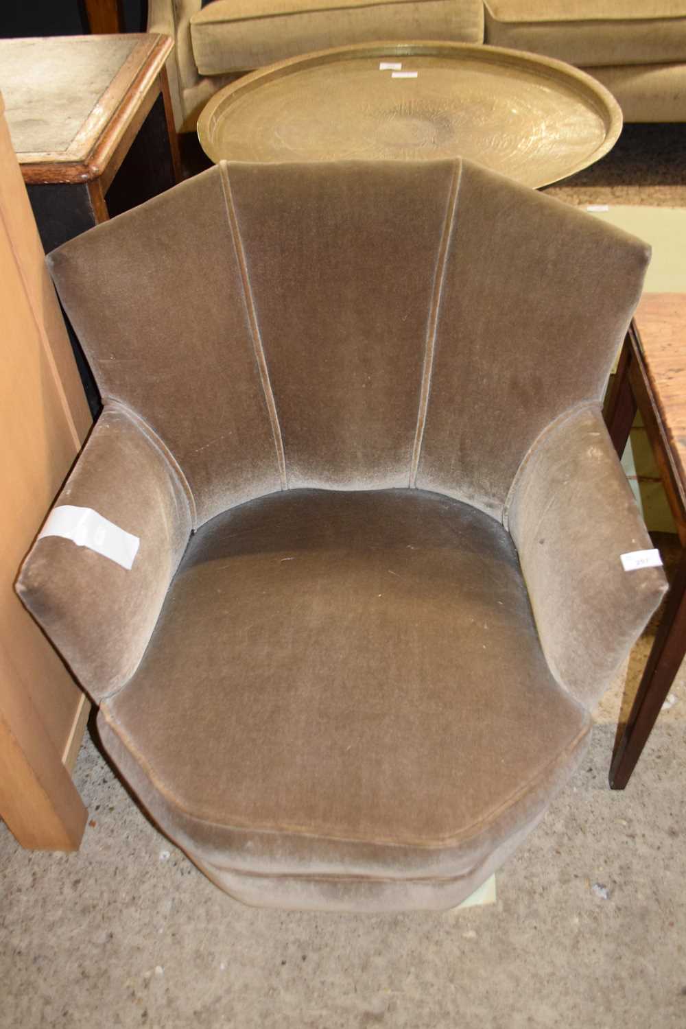 Art Deco style small armchair with mushroom upholstery