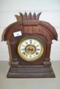 Late 19th Century mantel clock in architectural hardwood case