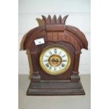 Late 19th Century mantel clock in architectural hardwood case