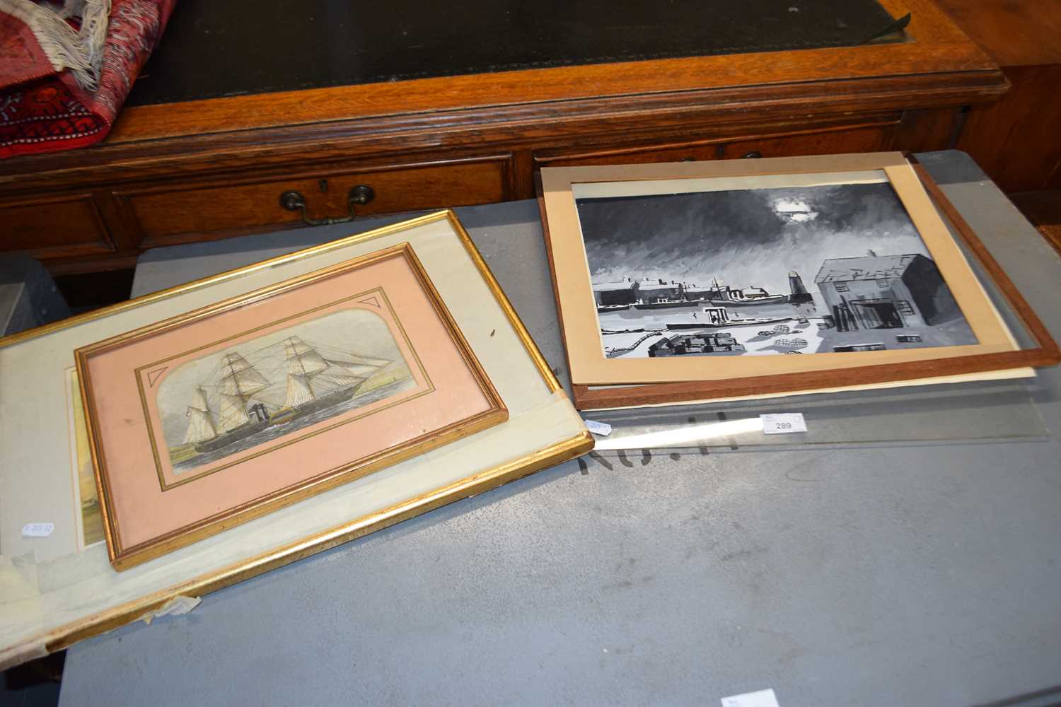 Stephen Foster, study of a estuary scene, watercolour together with further monochrome study of a