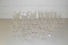 Collection of various Edwardian drinking glasses