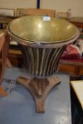 19th Century mahogany and brass lined jardiniere, one foot missing, requiring repair