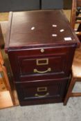 Dark wood finish two drawer filing cabinet