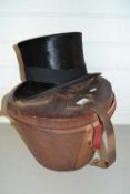 Dunn & Co black top hat with leather case