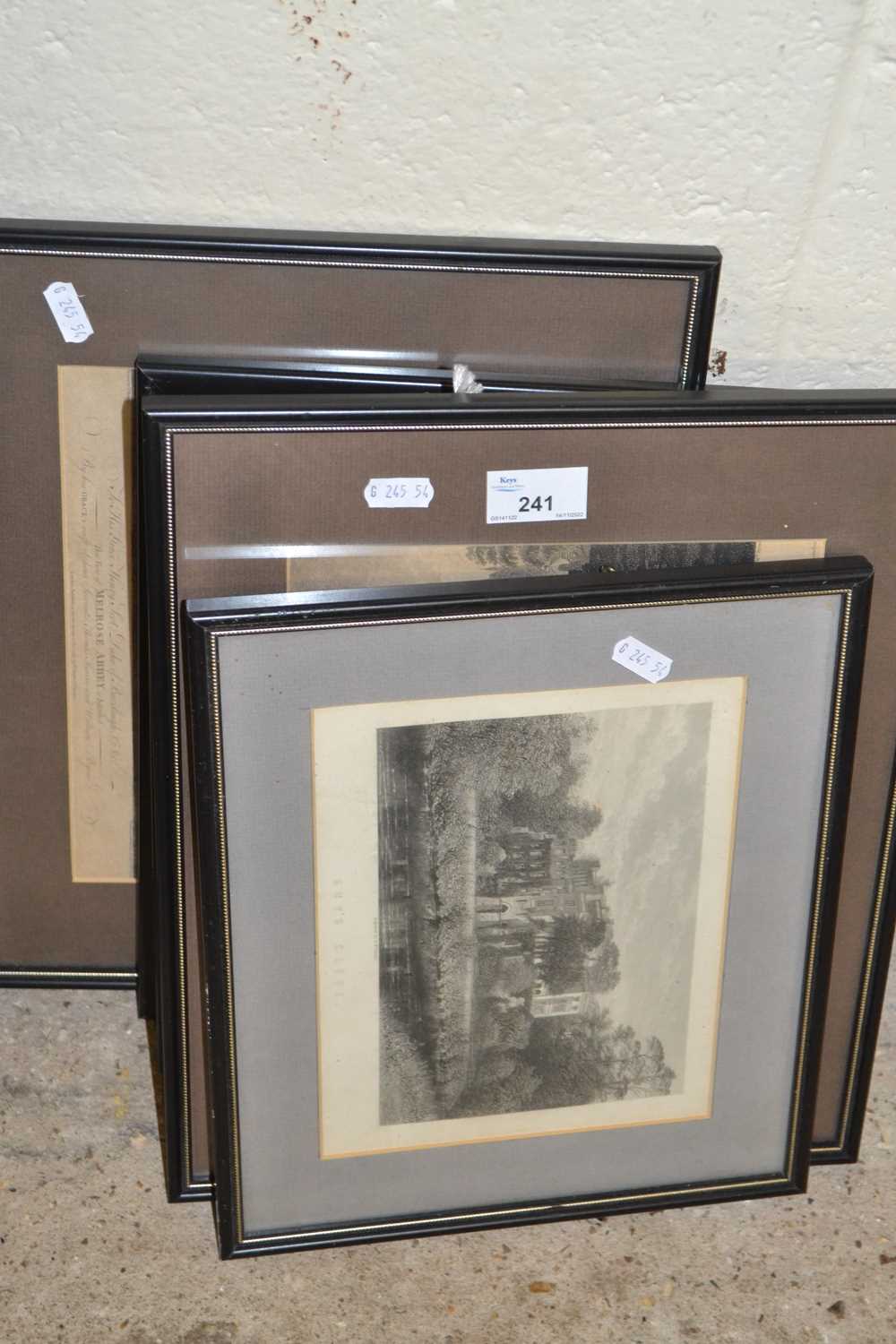 Mixed Lot: Various 19th Century engravings to include Melrose Abbey, Scotland, Westminster Abbey and
