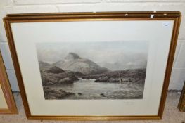 Pair of coloured engravings, Highland fishing scenes, framed and glazed