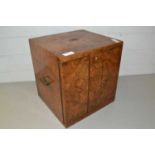 Victorian walnut veneered decanter box, no key and locked