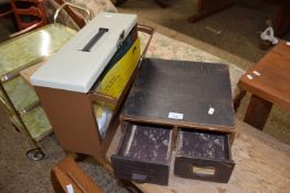 Two drawer card filing cabinet and a further small A4 size paper filing case
