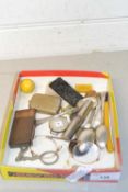 Box of various mixed items, cutlery, match boxes etc