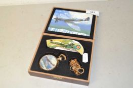 Boxed reproduction Spitfire pen knife and pocket watch