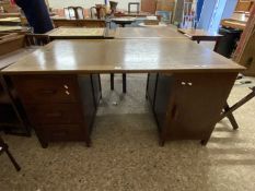 Early 20th Century stained wood twin pedestal desk, 153cm wide