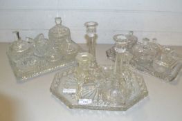 Three various glass dressing table sets