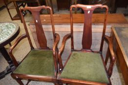 Pair of Queen Anne style carver chairs