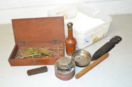 Box of mixed items to include military beam scales