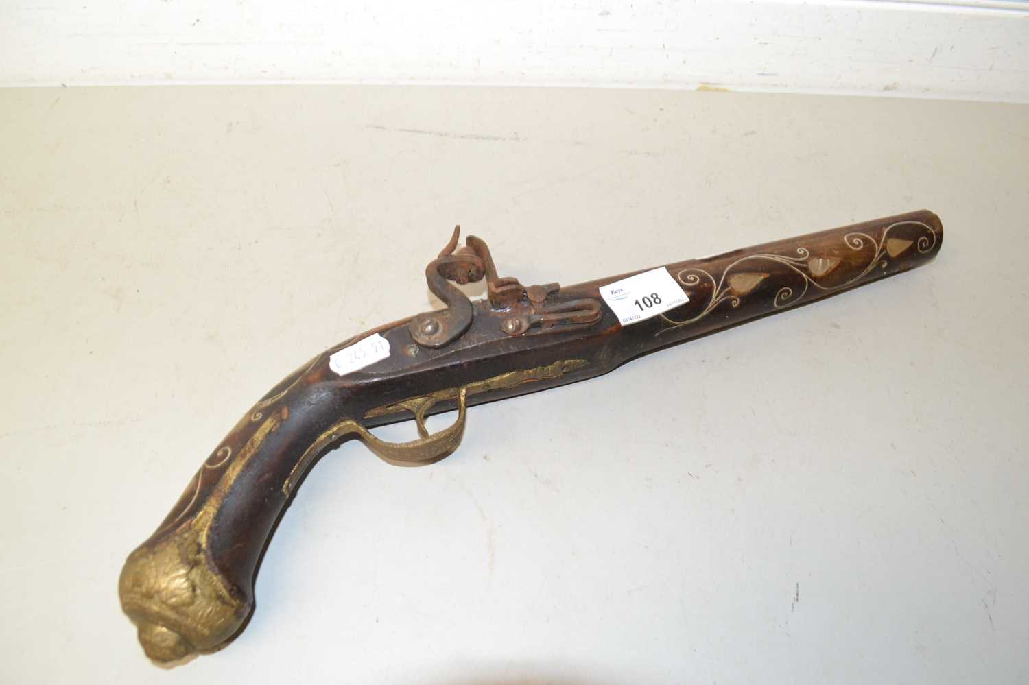 Inlaid Afghan type pistol, probably a tourist piece