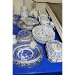 Mixed Lot: Copenhagen tea wares (mainly damaged), various blue and white ceramics etc