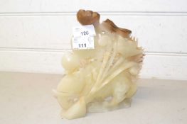 20th Century Chinese jade or hard stone model of an elephant (a/f)