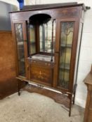 Edwardian mahogany and inlaid china display cabinet, 122cm wide (a/f)