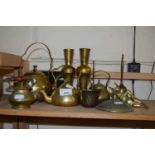 Mixed Lot: Various assorted miniature brass kettles, vases, bells etc