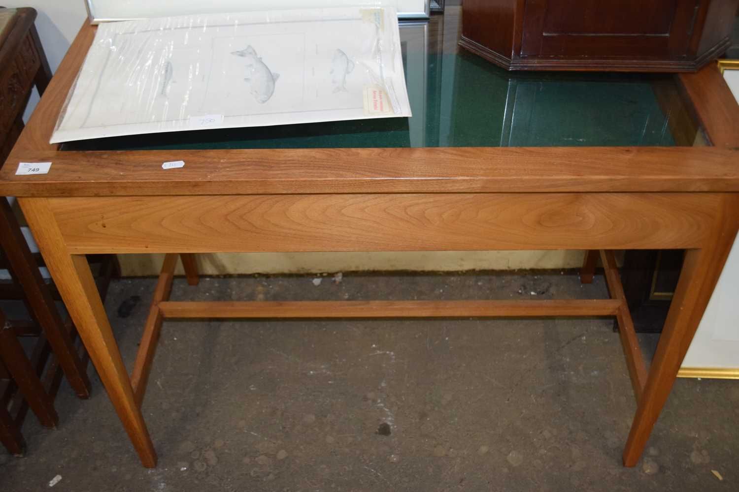 20th Century glazed display table with hinged lid