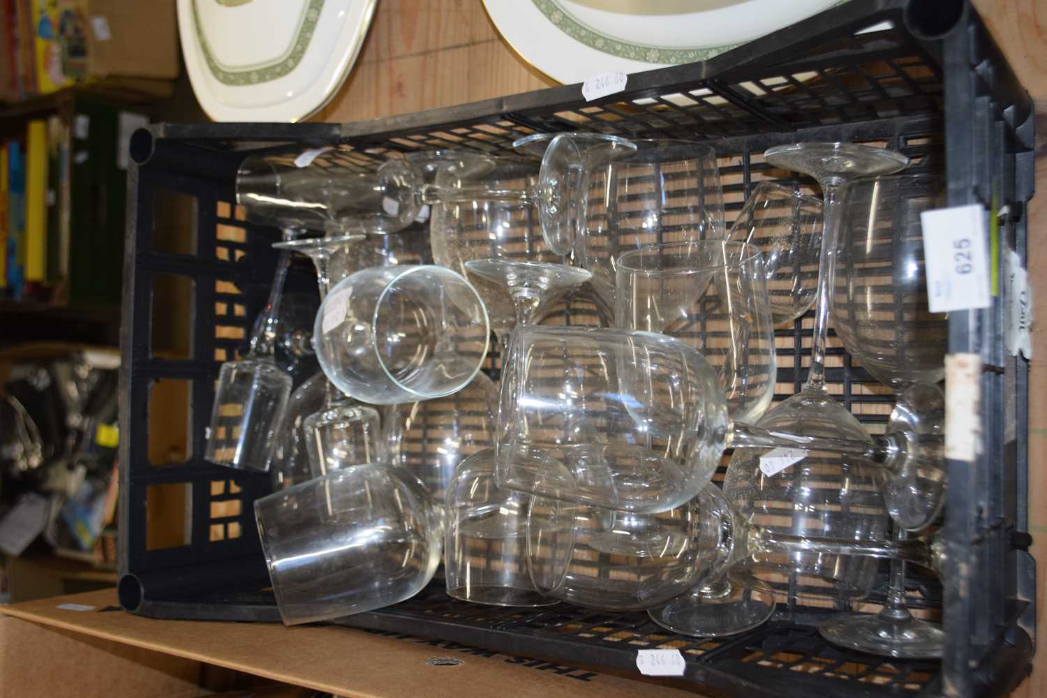 One box of assorted drinking glasses