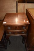 Mahogany veneered bow front bedside cabinet