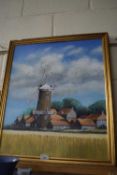 20th Century school study of Cley Mill, oil on canvas, gilt framed