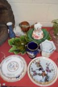 Mixed Lot: Ceramics to include a range of leaf formed plates, jardinieres, vases etc