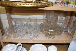 Mixed Lot: Various drinking glasses, cake stand etc