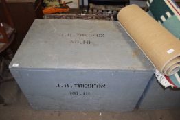 Grey painted pine packing trunk