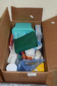 Box of various medical supplies
