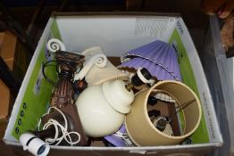 Box of assorted table lamps