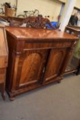 Victorian mahogany side board or chiffonier with two doors and two drawers
