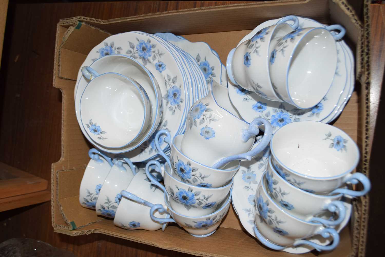 Quantity of Royal Standard blue floral decorated tea wares