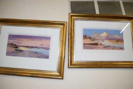 Peter Wileman, two coloured prints, Summer Day at Blakeney and Dusk Burnham Overy Staithe, gilt